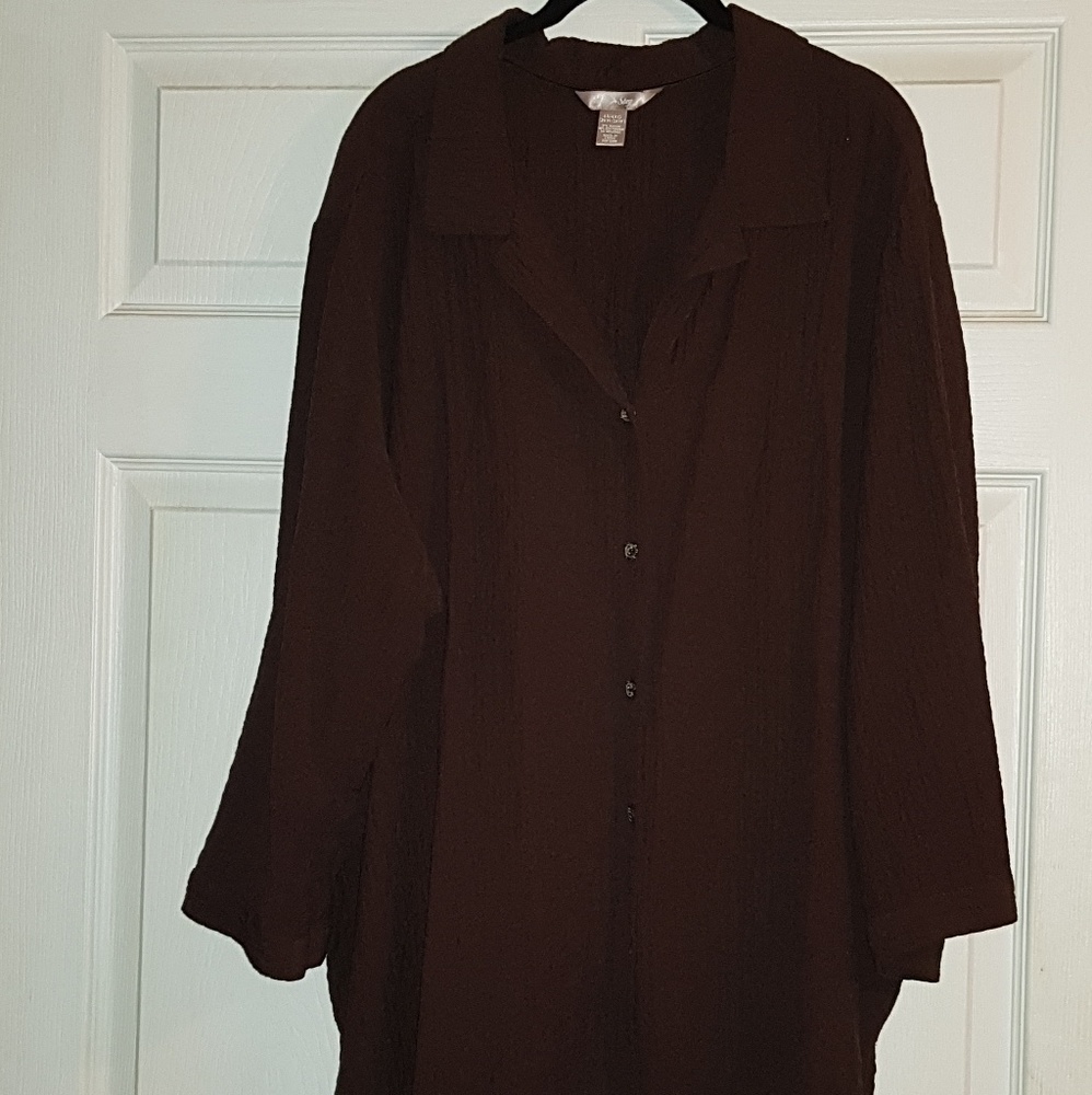Brown Crinkle Blouse